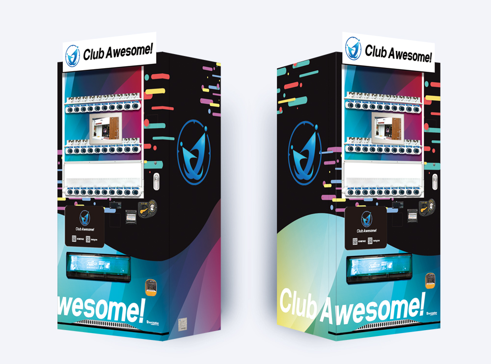 株式会社クラブオーサムに設置された看板型自動販売機ボードステーション